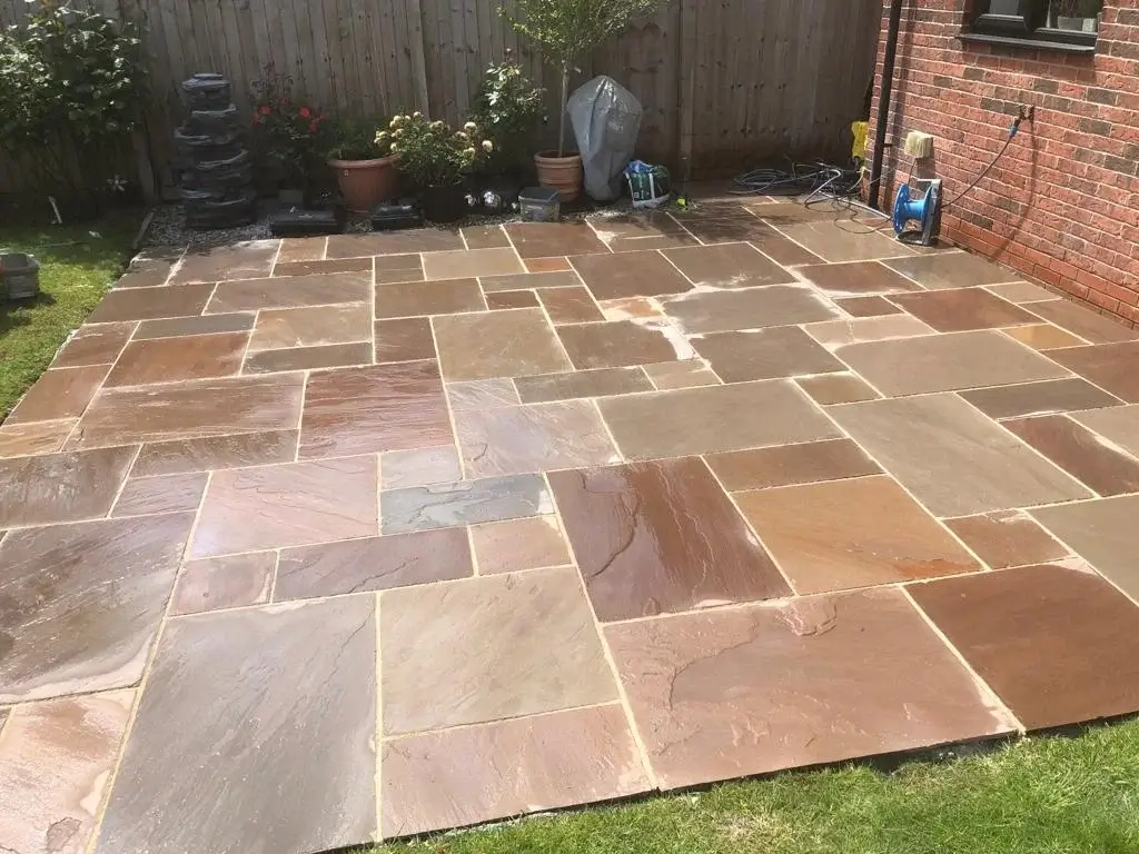 Indian sandstone patio and driveway near Winsford Sandbach
